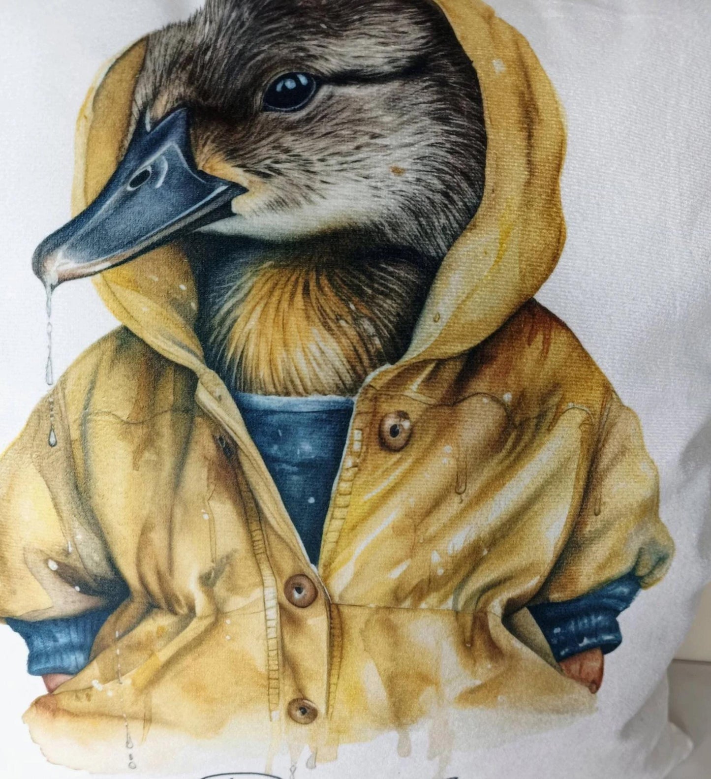 Personalised Raincoat Duck Cushion – Duck Lover Gift & Home Décor