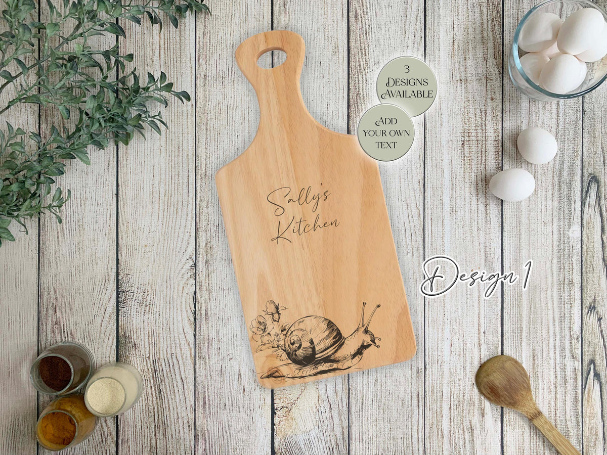 Personalised Snail Chopping Board | Engraved Wooden Serving Board | Snail Gift