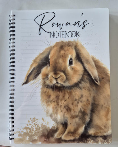 Personalised Bunny Notebook | A4 & A5 Rabbit Journal | Lined Notepad | Stationery Gift for Animal Lovers
