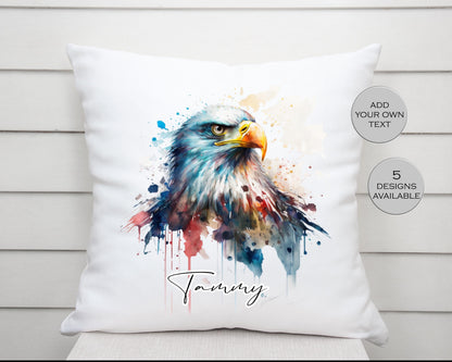 Personalised Eagle Cushion | Custom Bird of Prey Pillow | Wildlife Lover Gift