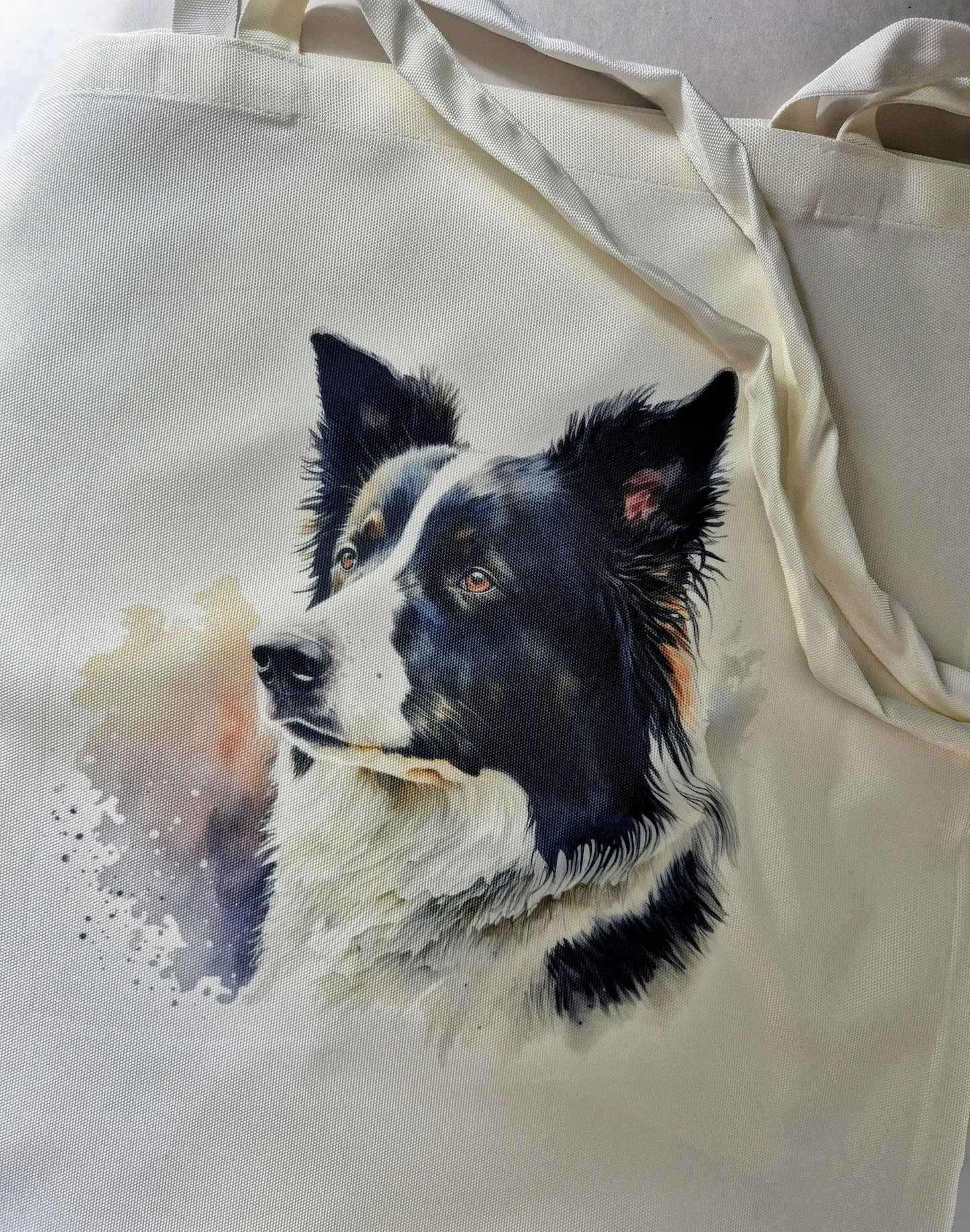 Watercolour Border Collie Tote Bag | Personalised Gift for Her
