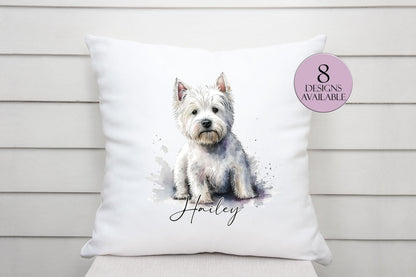 Personalised West Highland Terrier Cushion – Watercolour Westie Gift
