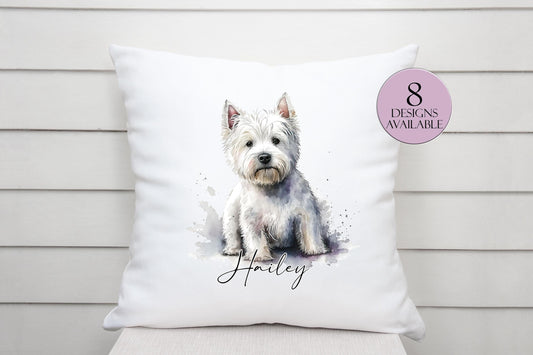 Personalised West Highland Terrier Cushion – Watercolour Westie Gift