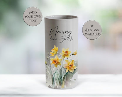 Watercolour Daffodil Ceramic Vase – Personalised Floral Gift for Her