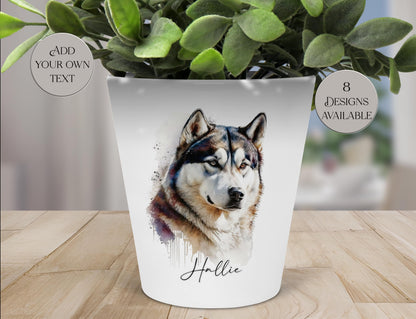 Personalised Siberian Husky Plant Pot – Pen Holder & Brush Organiser | Husky Lover Gift