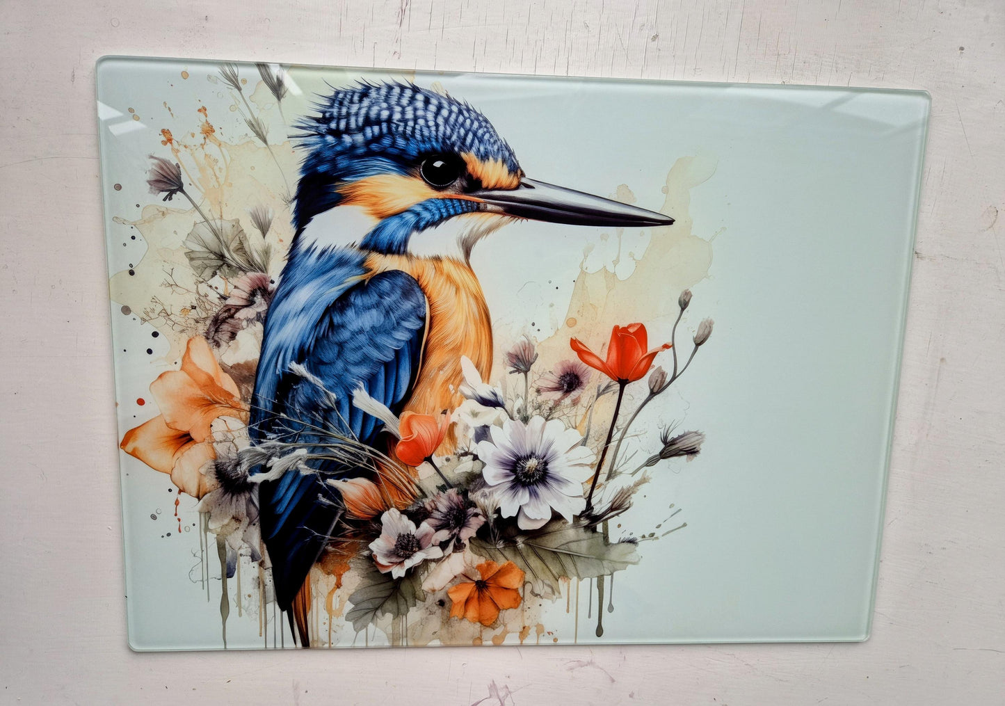 Personalised Kingfisher Glass Chopping Board | Bird Lover Kitchen Gift