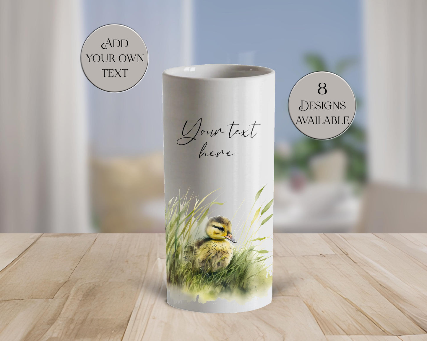 Personalised Duck Ceramic Vase – Custom Watercolour Duckling Flower Pot