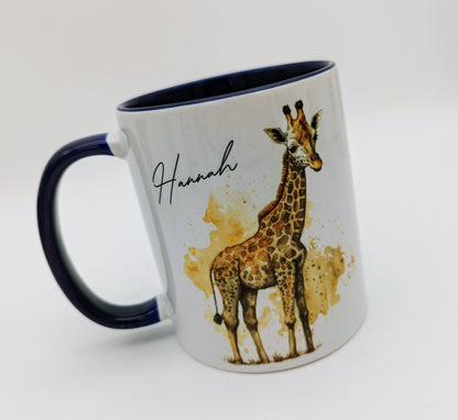 Personalised Giraffe Mug & Coaster Set – Custom Animal Gift