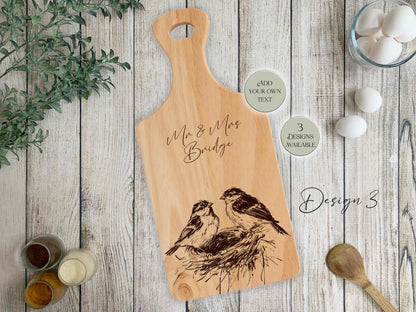 Personalised Wooden Bird Cutting Board – Custom Engraved Kitchen Gift