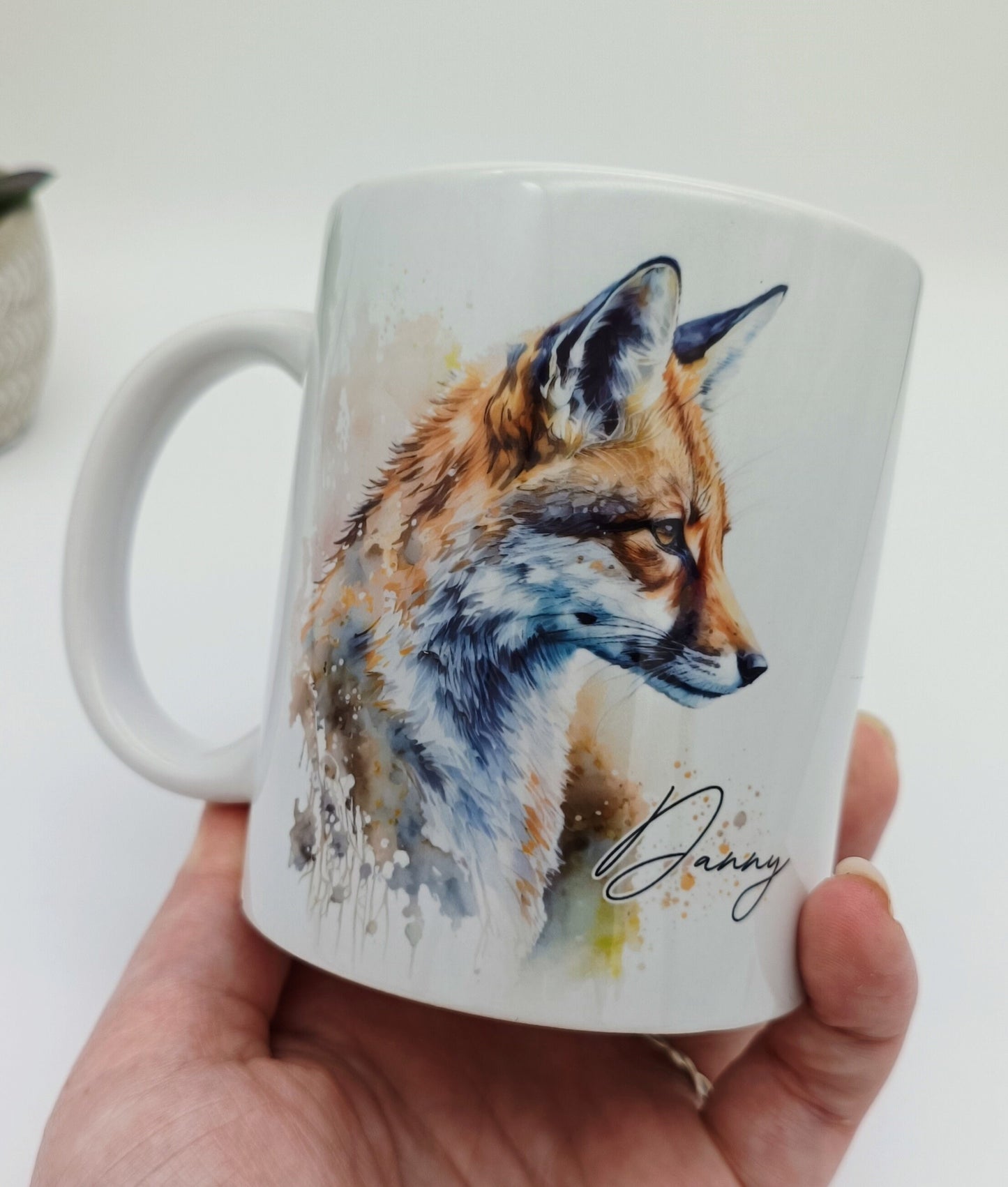 Personalised Watercolour Fox Mug – Fox Lover Gift & Custom Coffee Cup