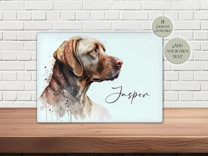 Personalised Chocolate Labrador Glass Chopping Board | A3 or A4 | Dog Lover Gift