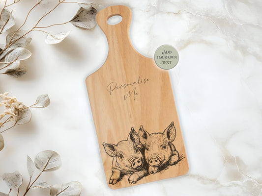Personalised Wooden Pig Cutting Board – Custom Engraved Kitchen Gift