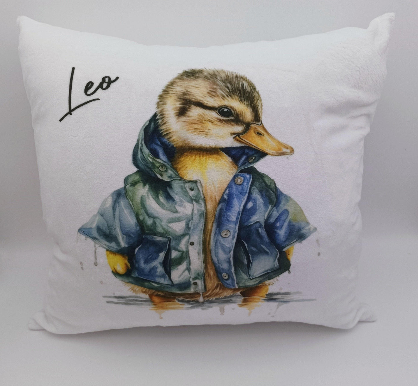 Personalised Raincoat Duck Cushion – Duck Lover Gift & Home Décor