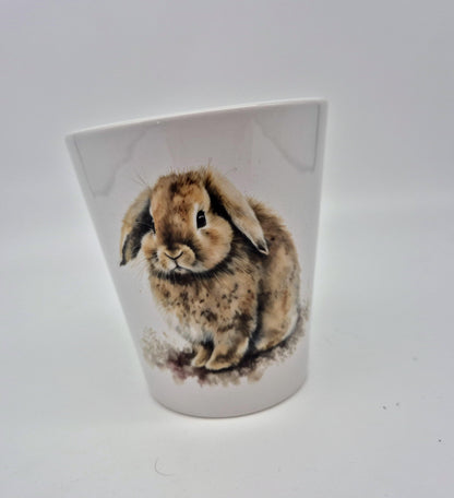 Personalised Watercolour Bunny Rabbit Plant Pot – Custom Pen & Brush Holder | Rabbit Lover Gift