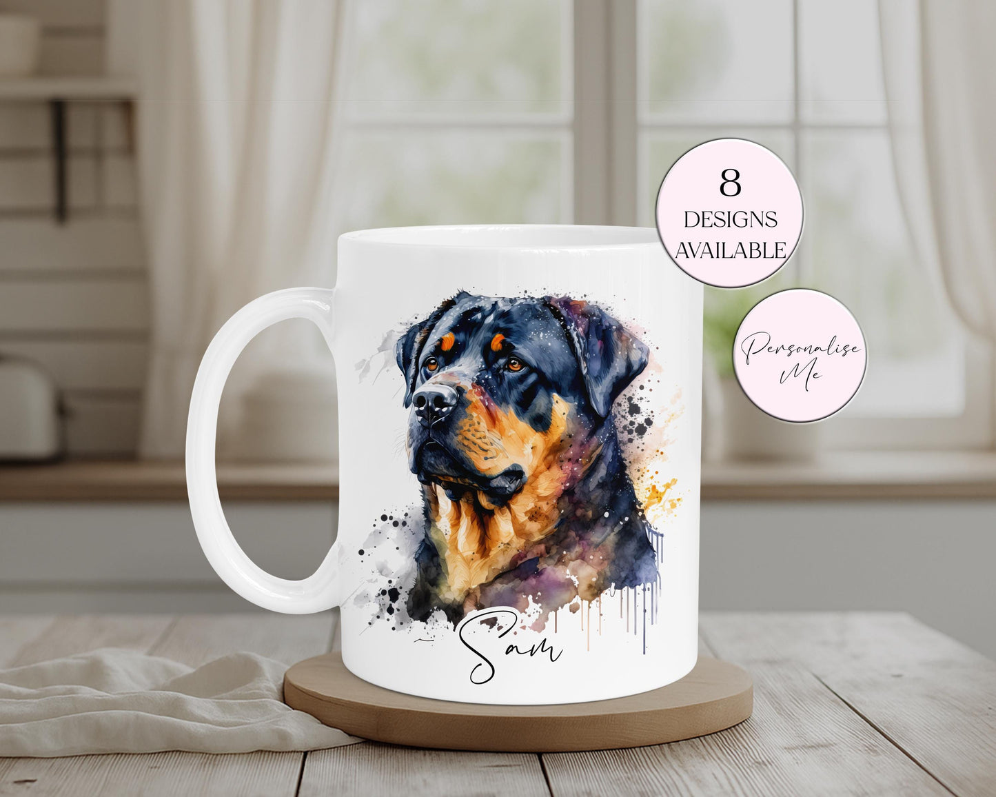 Personalised Rottweiler Mug – Custom Dog Lover Gift | With Matching Coaster Option