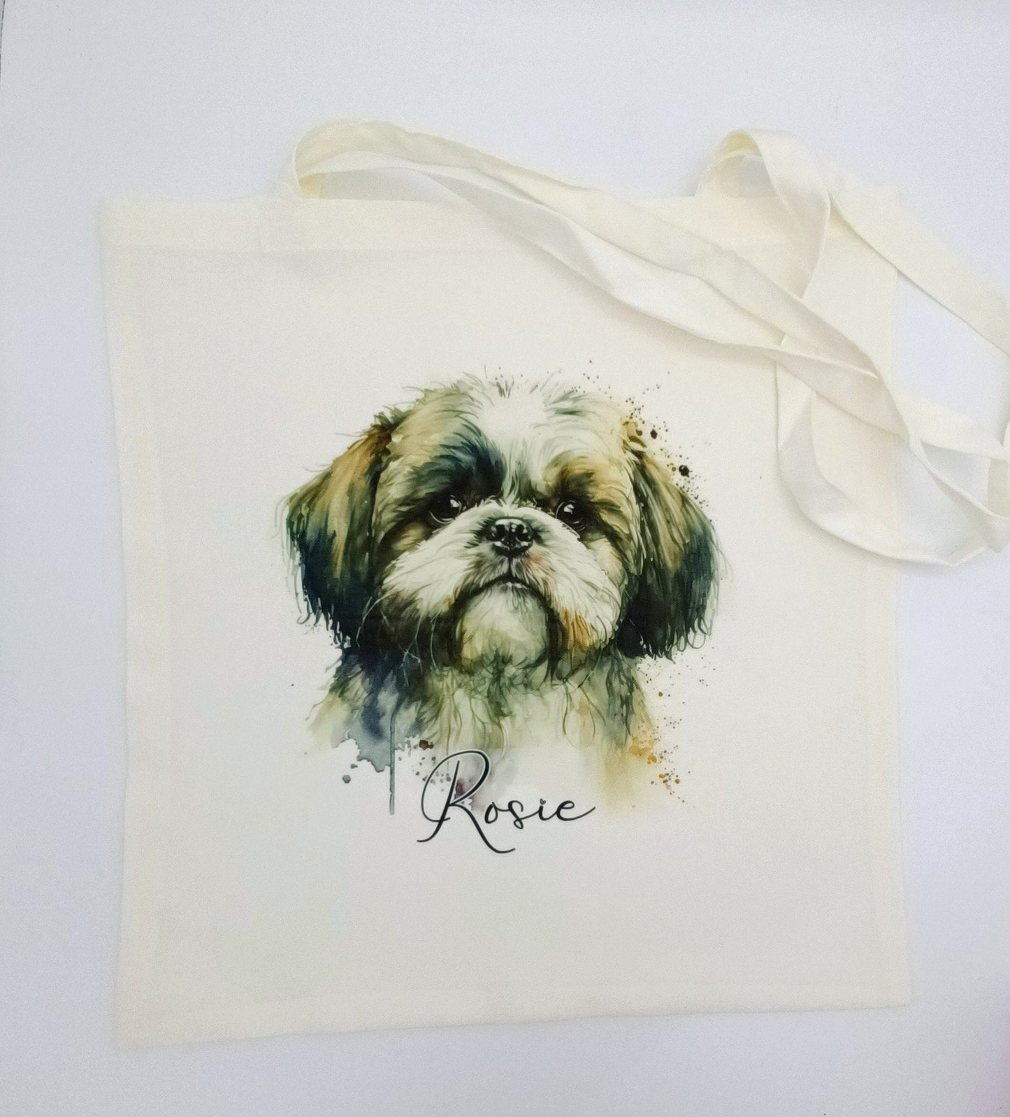 Personalised Watercolour Shih Tzu Tote Bag – Custom Dog Lover Gift | Eco Shopper