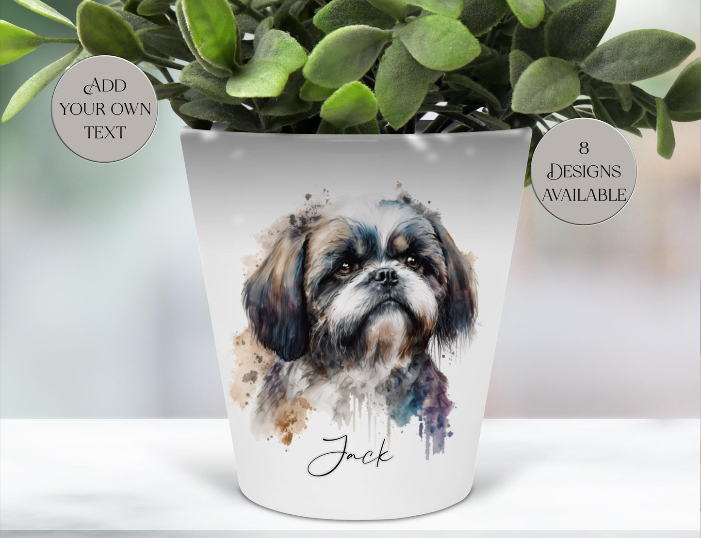 Personalised Shih Tzu Plant Pot – Custom Dog Gift | Pen Pot & Makeup Brush Holder
