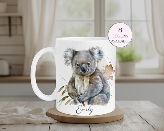 Personalised Koala Bear Mug & Coaster Set – Watercolour Animal Gift