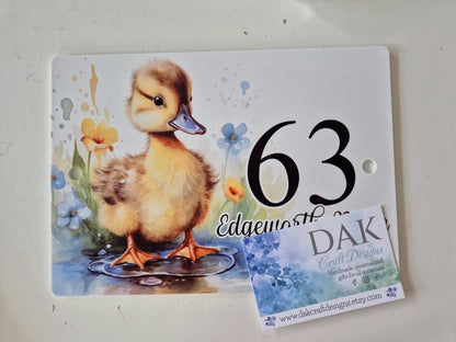 Personalised Watercolour Duck House Sign | Acrylic Gate Plaque | New Home Gift