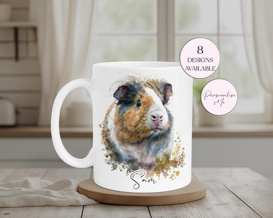 Personalised Watercolour Guinea Pig Mug & Coaster Set | Custom Guinea Pig Gift