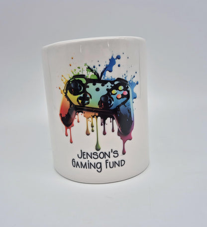 Personalised Gamer Money Box | Ceramic Piggy Bank | Gaming Gift for Boys