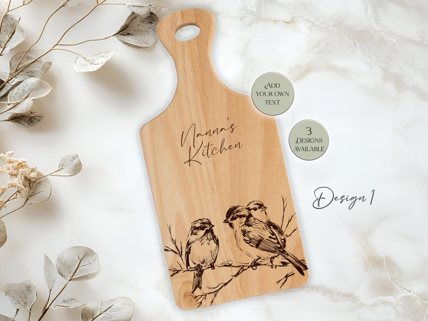 Personalised Wooden Bird Cutting Board – Custom Engraved Kitchen Gift