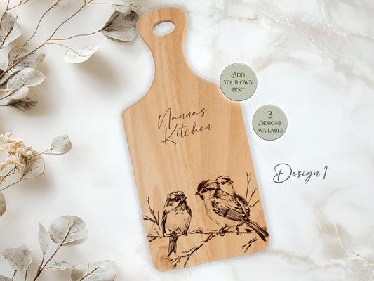 Personalised Wooden Bird Cutting Board – Custom Engraved Kitchen Gift