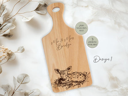Personalised Wooden Deer Cutting Board – Custom Engraved Kitchen Gift