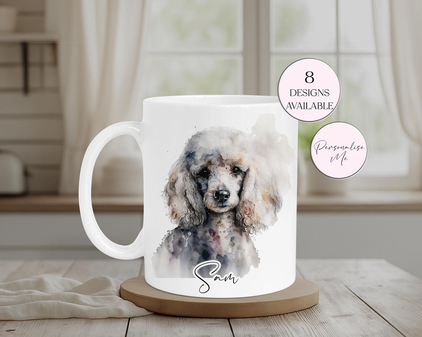 Personalised Poodle Mug & Coaster Set – Dog Lover Gift | Custom Name Coffee Cup