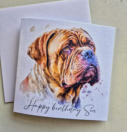 Personalised Dogue de Bordeaux Birthday Card | Dog Greetings Card | Dog Lover Gift
