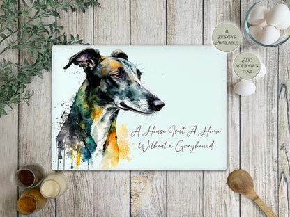 Personalised Greyhound Glass Chopping Board | Dog Lover Kitchen Gift