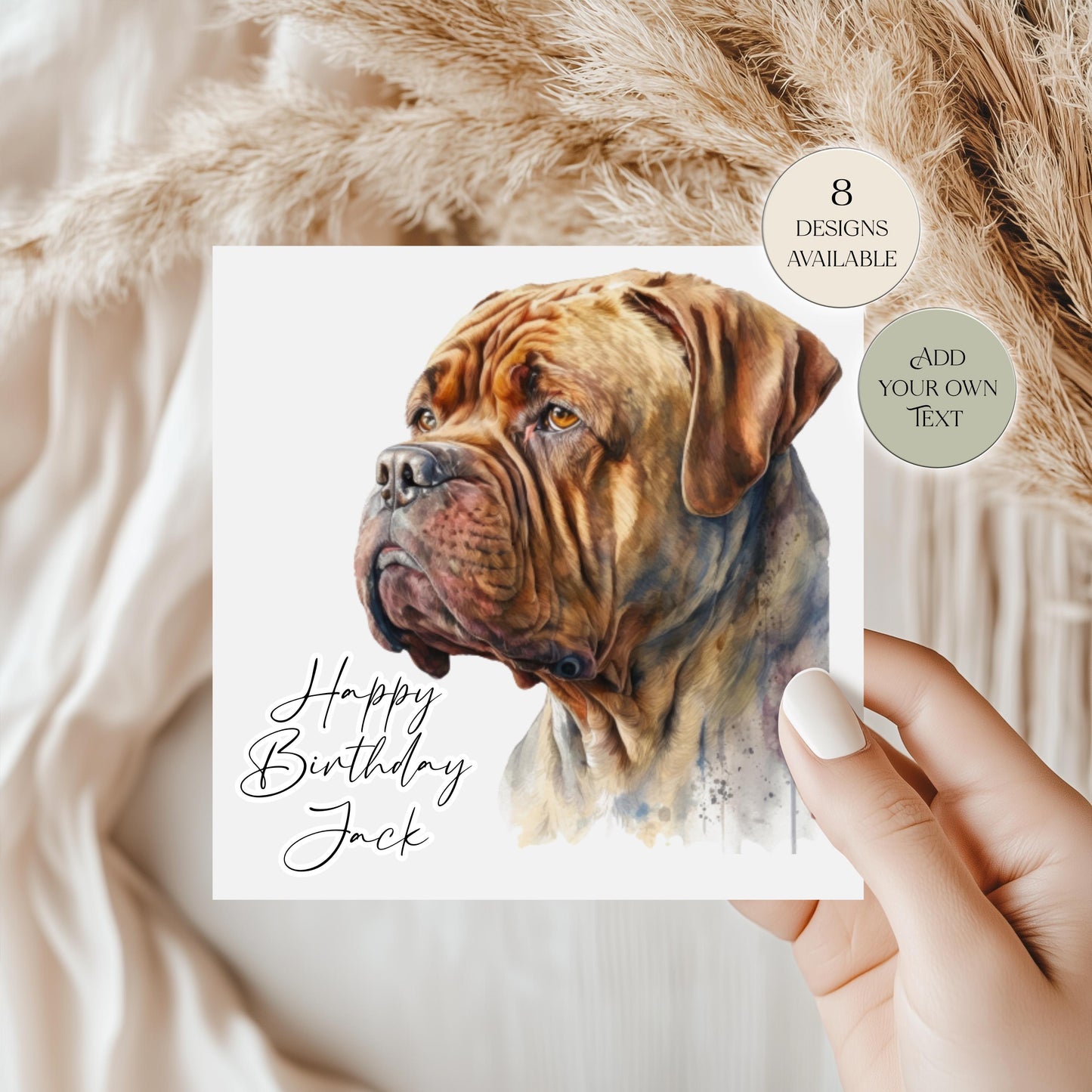 Personalised Dogue de Bordeaux Birthday Card | Dog Greetings Card | Dog Lover Gift