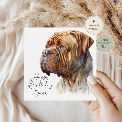 Personalised Dogue de Bordeaux Birthday Card | Dog Greetings Card | Dog Lover Gift