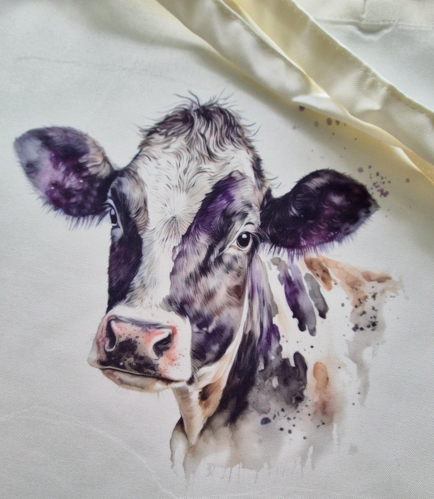 Personalised Watercolour Cow Tote Bag – Farmhouse Animal Lover Gift | Reusable Eco Shopper