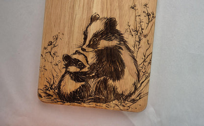 Personalised Badger Cutting Board – Custom Engraved Wooden Kitchen Gift