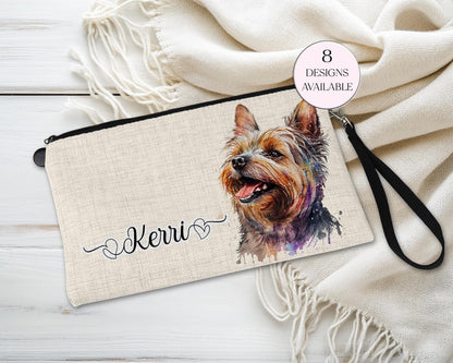 Personalised Yorkshire Terrier Makeup Bag – Custom Linen Pouch with Strap