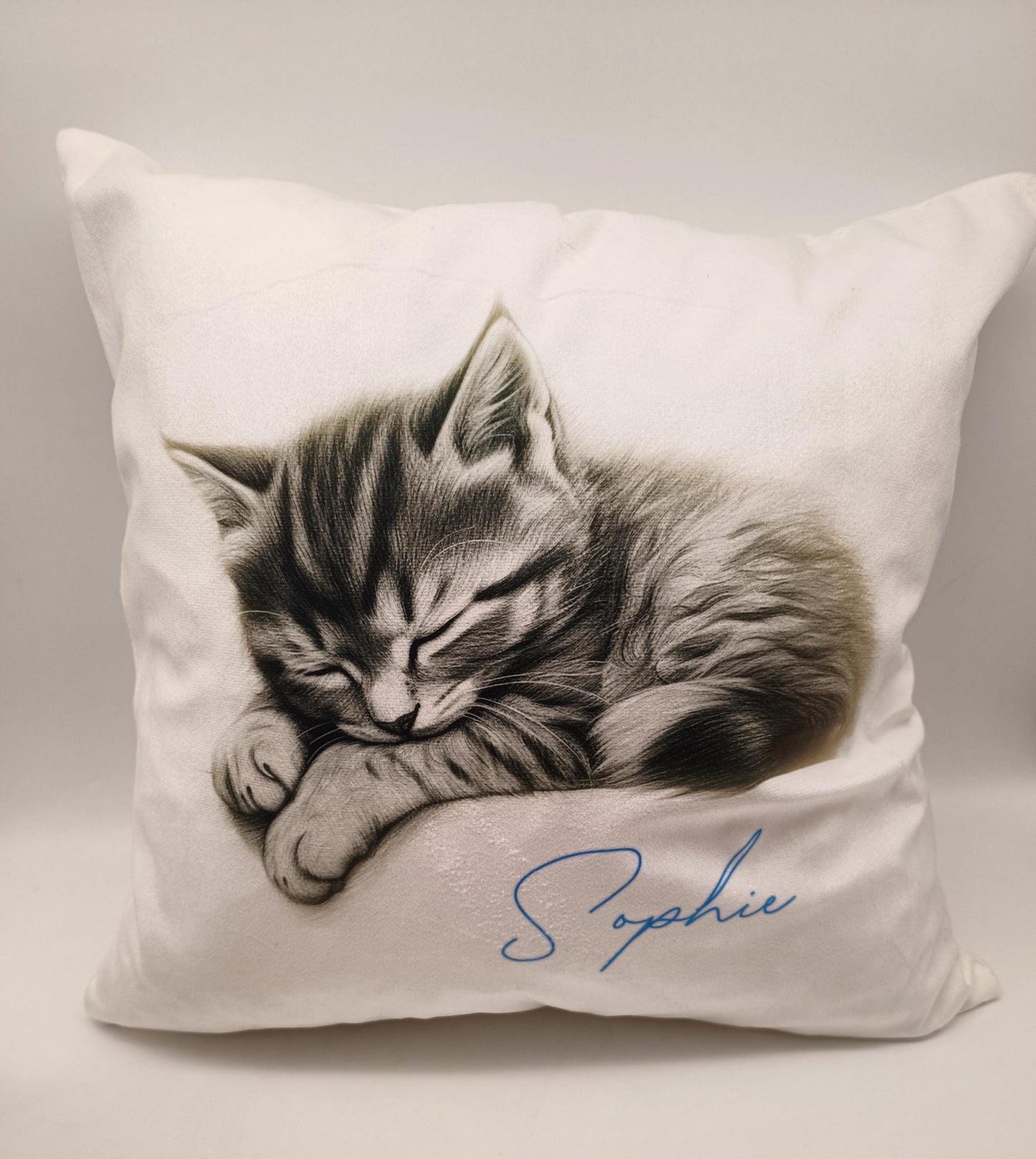 Personalised Sketched Kitten Cushion – Custom Cat Lover Gift | Pet Throw Pillow