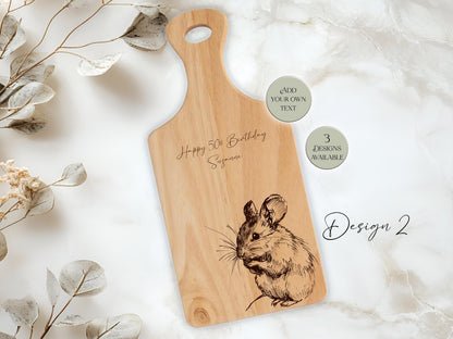Personalised Wooden Mouse Cutting Board – Custom Engraved Kitchen Gift