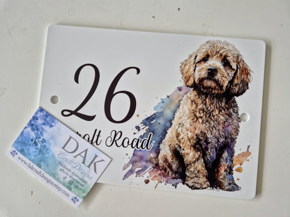 Personalised Watercolour Cockapoo House Sign | Acrylic Gate Plaque | New Home Gift