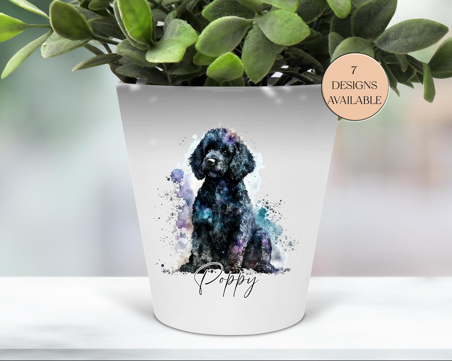 Personalised Black Poodle Plant Pot | Custom Dog Lover Gift | Poodle Pen Pot & Planter