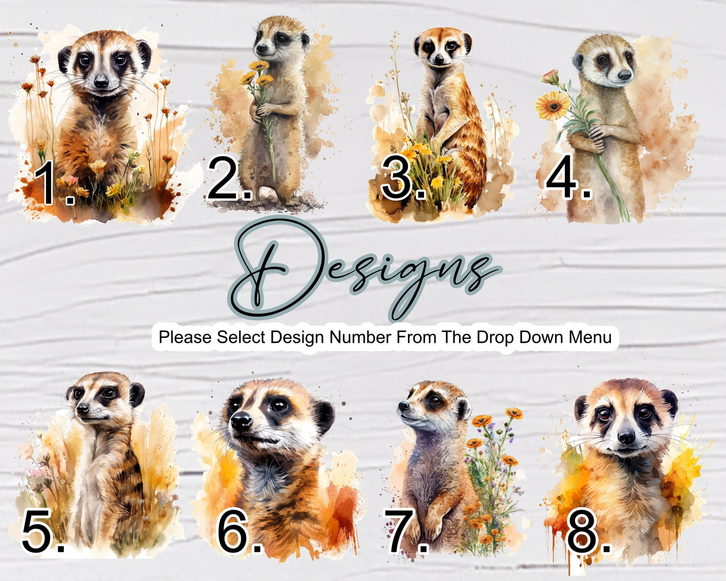 Personalised Watercolour Floral Meerkat Cushion | Custom Name Gift | Meerkat Lover Pillow
