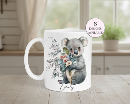 Personalised Koala Bear Mug & Coaster Set – Watercolour Animal Gift