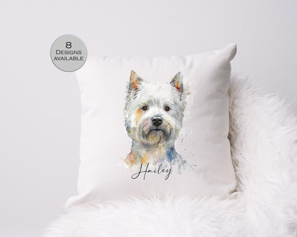 Personalised West Highland Terrier Cushion – Watercolour Westie Gift