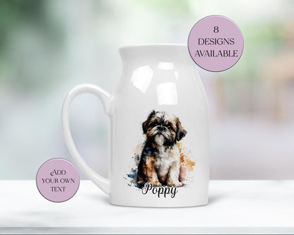 Personalised Shih Tzu Milk Jug & Vase – Watercolour Dog Gift | Shih Tzu Home Décor