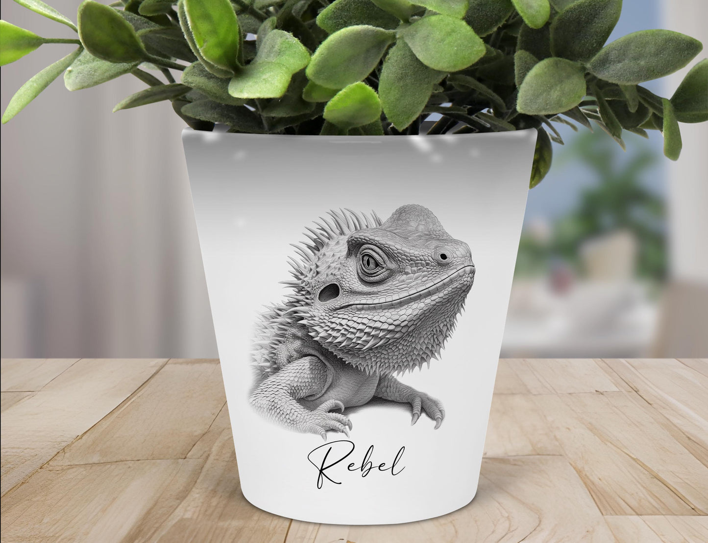 Personalised Bearded Dragon Plant Pot – Pen Holder & Brush Organiser | Unique Reptile Lover Gift