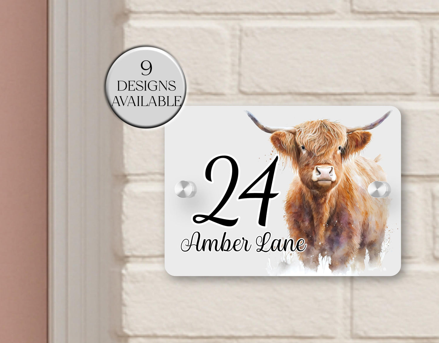 Personalised Highland Cow Acrylic House Sign | Custom House Number | New Home Gift