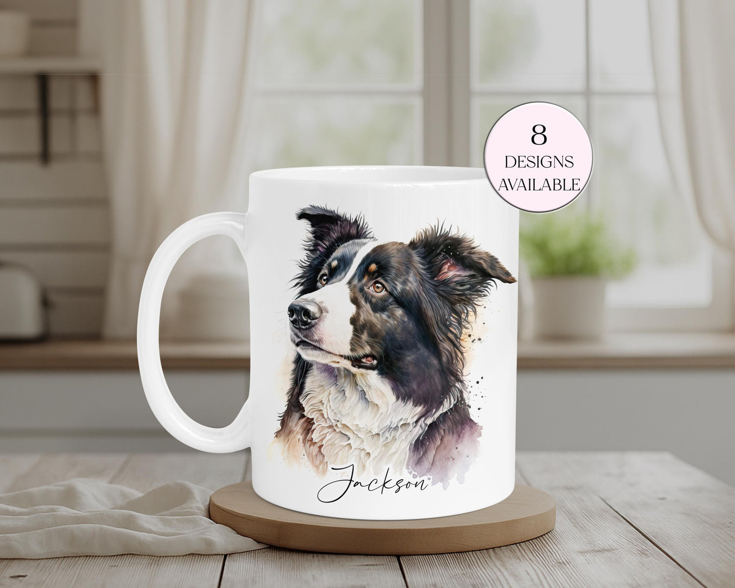 Personalised Border Collie Mug & Coaster Set | Dog Lover Gift