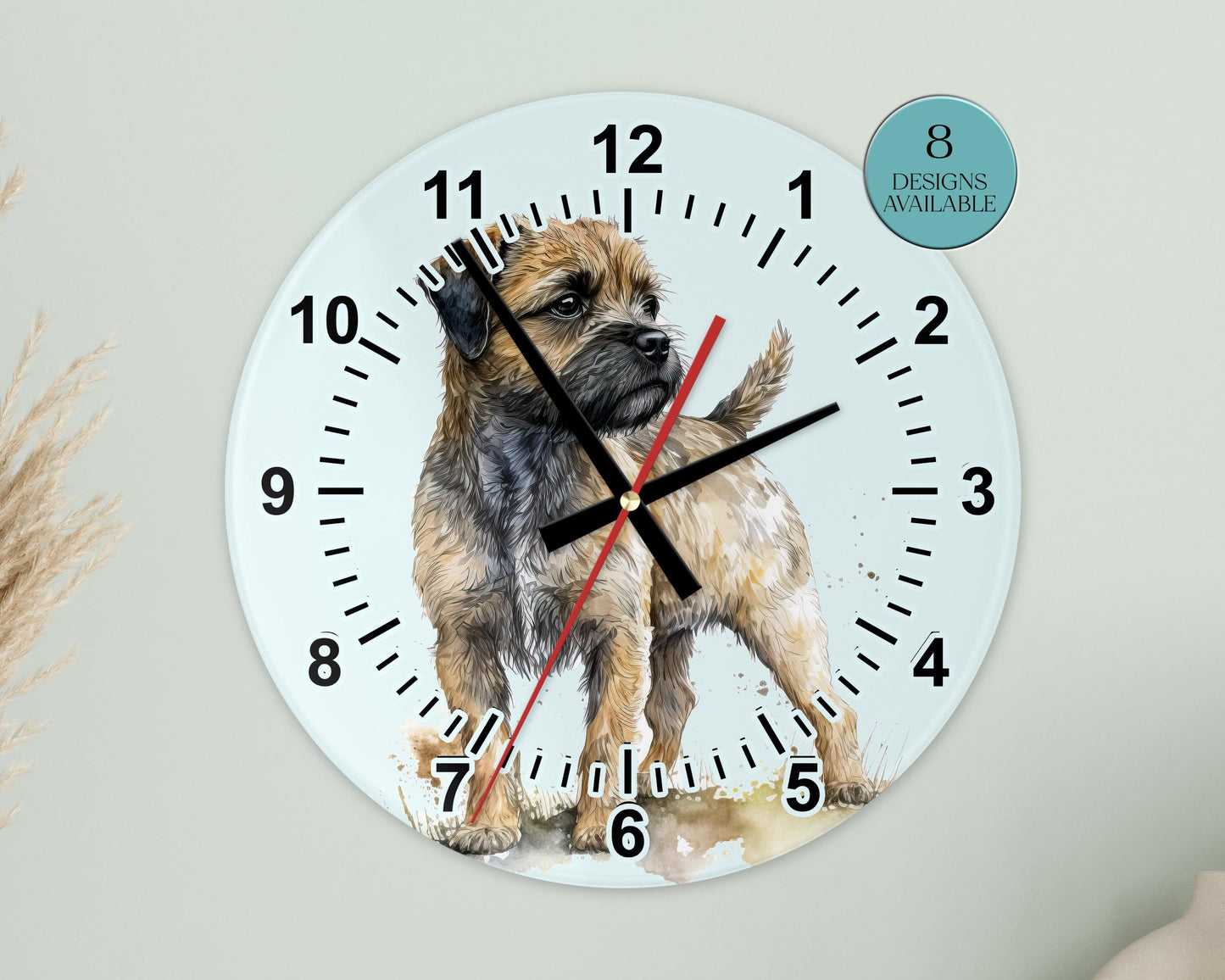 Border Terrier Glass Wall Clock – Dog Lover Gift & Home Décor