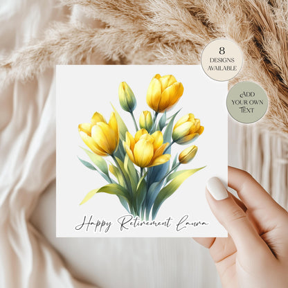 Personalised Tulip Birthday Card – Watercolour Floral Greeting Card