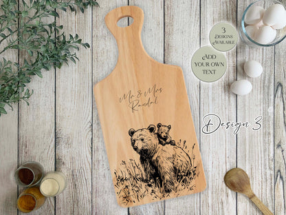 Personalised Wooden Bear Chopping Board – Custom Engraved Kitchen Gift